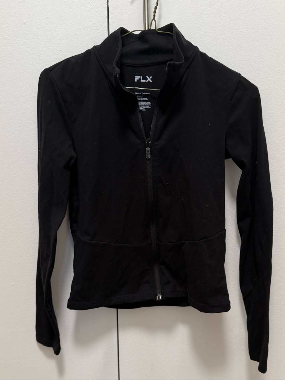FLX Women’s Black Full-Zip Long Sleeve Workout Top, XS - Picture 1 of 3